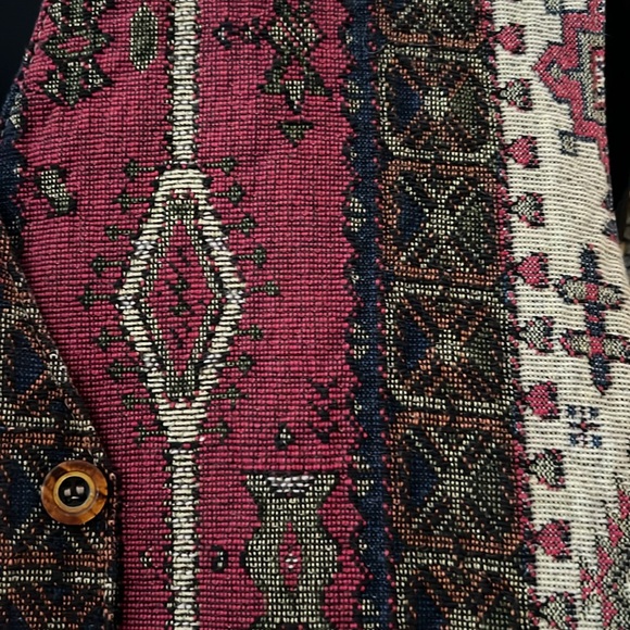 Vest Waistcoat Vintage Unisex Tribal Aztec Western Woven Tapestry Button Front - Picture 4 of 9
